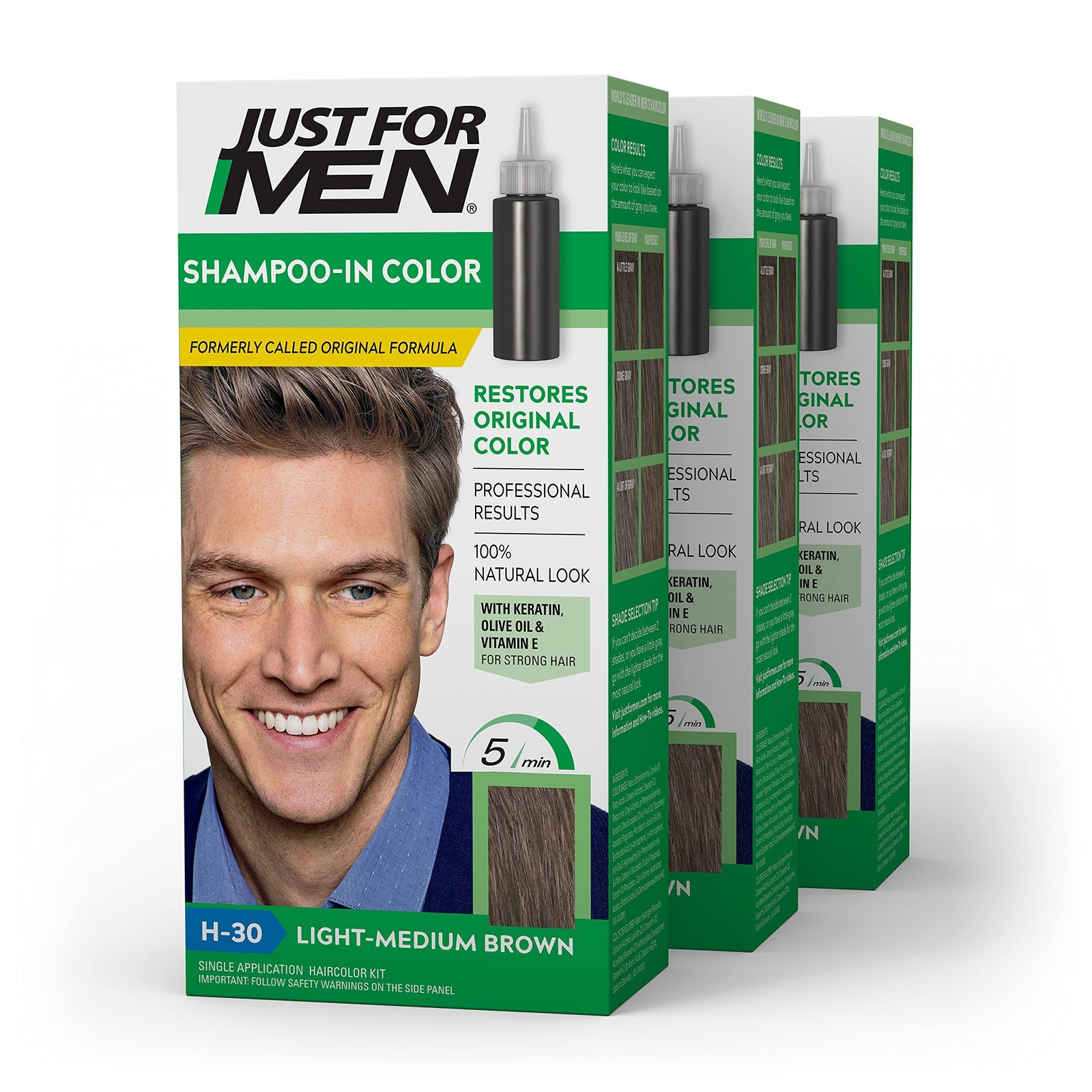 Light Medium Brown 3 Pack Restores Natural Hair...