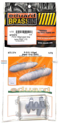 EDU672374 1:72 Eduard Brassin PRINT P-51D Mustang 108-gal Paper Drop Tanks (EDU