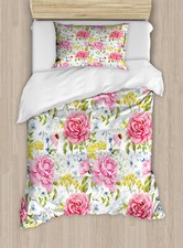 Image of Floral Duvet Cover Set Watercolor Meadow Flowers