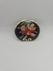 ILIS Cloisonne Scarf Clip Gold Tone Black Enamel Flowers — photo 1