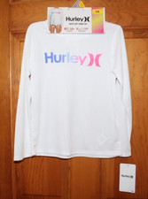 NEW Hurley Girls' Long Sleeve Dri-Fit UPF 50 Shirt White Size 5/6 Swim Top