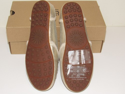 UGG Hailey Metallic Womens Sz 5 Platinum Gold Shearling Loafers Slip On Shoe NIB - Picture 7 of 7