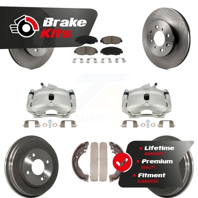Front Rear Disc Brake Caliper Rotors Drums Ceramic Pads Kit (8Pc) For EX