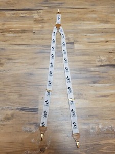 Walt Disney J.G. Hook Mickey Mouse Suspenders White Adjustable Braces Clip-On
