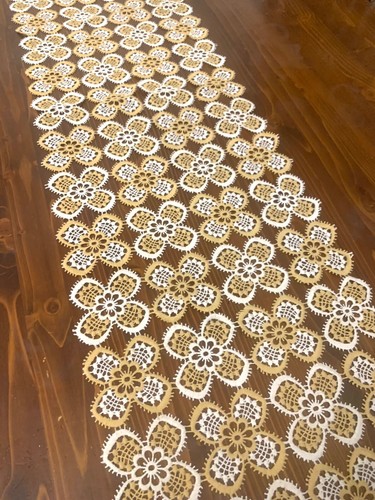 Meterware Tischläufer Spitzenborte Gipüre-Spitze Häkel Spitze Tischdecke Beige - Bild 5 von 10