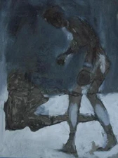 Mid Century Modernist Painting of A Boxer by Outsider Artist Alfred Schmidt