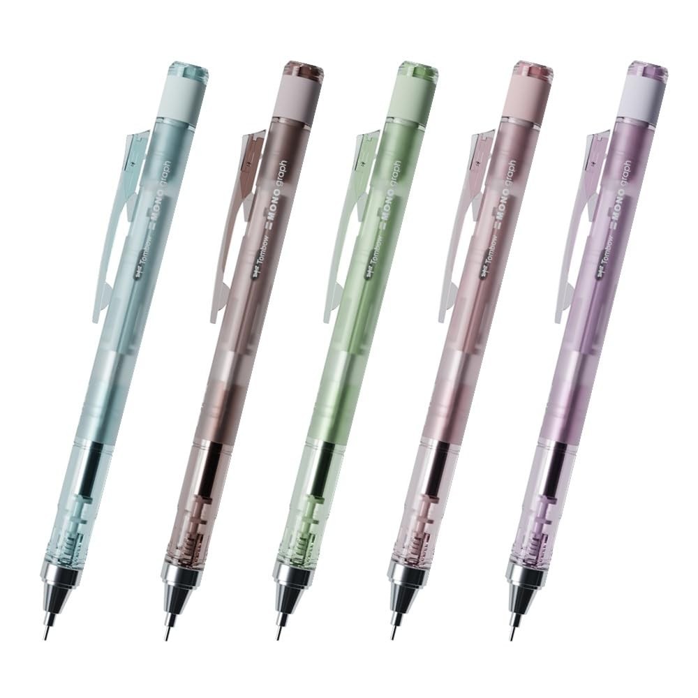 Tombow Mechanical Pencil 0.5mm MONO Graph Pastel Glass Color 5 Pieces Assortment