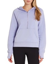 NEW WOMENS LARGE LAVENDER DANSKIN 1/2 ZIP HOODIE PULLOVER SWEATSHIRT HOODED