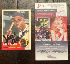 HANK AARON SIGNED 1991 TOPPS ARCHIVES ULTIMATE 1953 RC SERIES AUTO JSA BRAVES