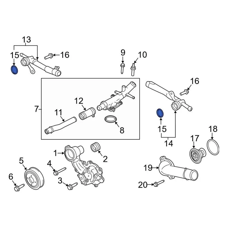 For Lincoln MKX 2016-2018 Lincoln FT4Z8507B Engine Coolant Pipe Gasket - Image 3 of 4