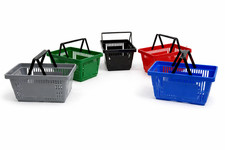 21 Litre Shopping Basket Heavy Duty Retail Foldable Handles Strong Plastic