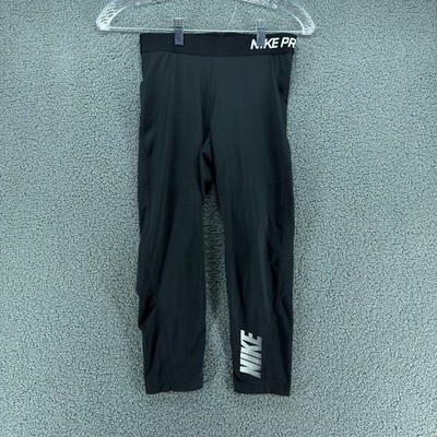 Nike Pro Dri-FIT Cropped Compression Womens S Black Capri Athletic Leggings