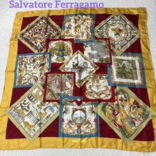 Salvatore Ferragamo all-over animal print silk scarf vintage