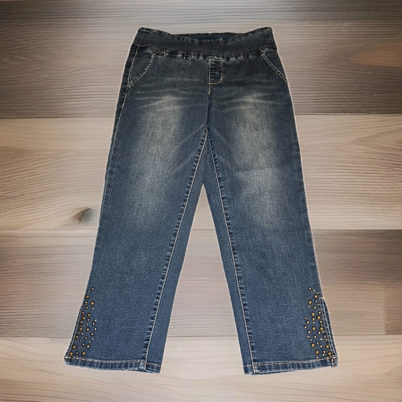 JAG Jeans Women’s Size 8 Pull-On High Rise Cropped Straight Leg Blue Denim Pants