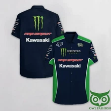 Pro Circuit Kawasaki Dark Blue And Green Unisex Hawaiian Shirt