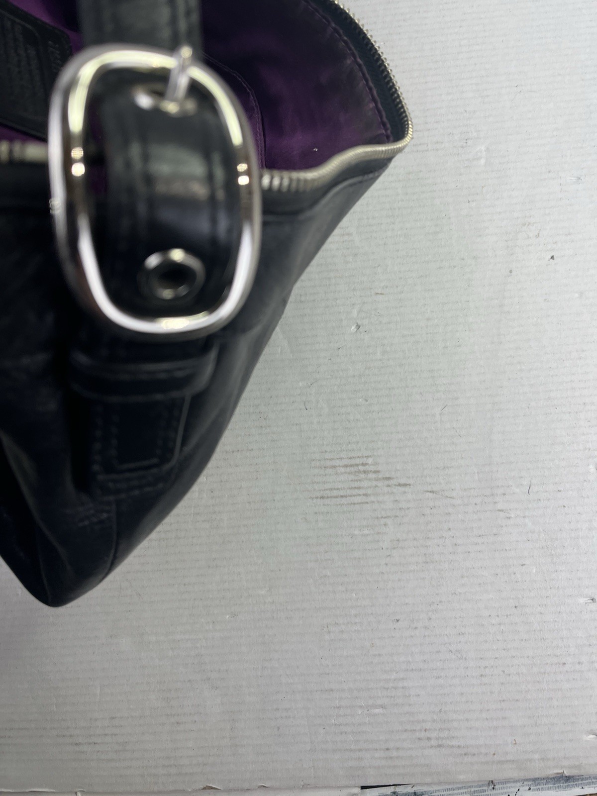 COACH  Black Leather ASHLEY Pleated Python Crossb… - image 7