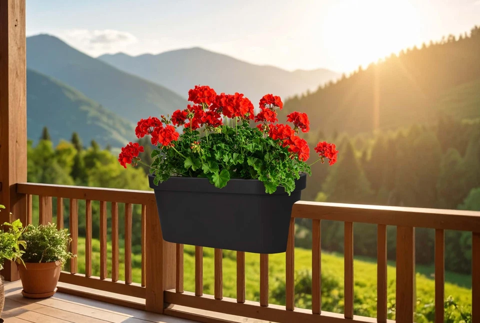 Geländer Balkonkasten 60x26x25 cm – Blumenkasten Pflanzkasten Blumentopf Auswahl - Bild 3 von 4