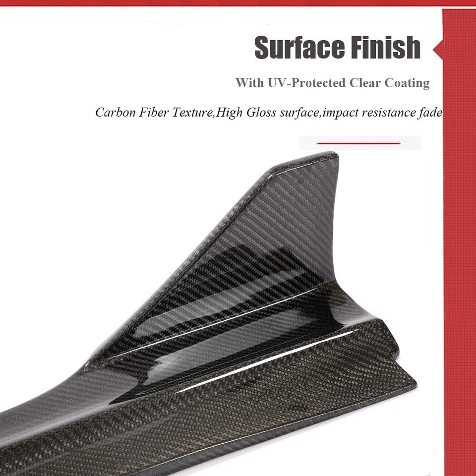 For Audi A4 Sline S4 B9.5 2020-2023 Carbon Fiber Side Skirt Extension Lip - Image 4 of 4