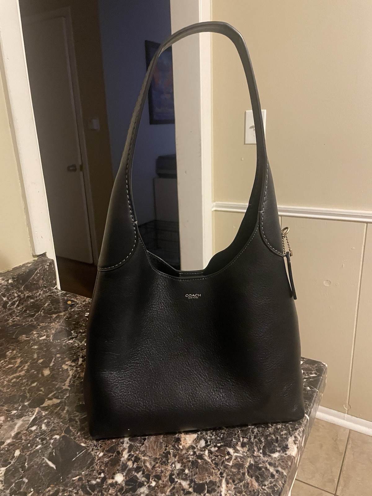 Coach Brooklyn 28 Medium Leather Shoulder Bag in Brass & Black  