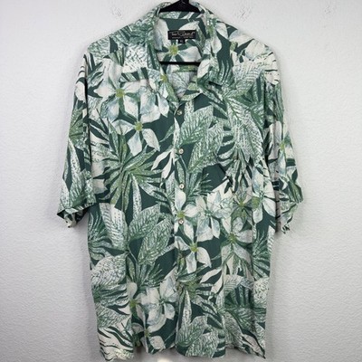 Tori Richard Shirt Mens XL Green Hawaiian Tropical Floral Palm Aloha Coastal