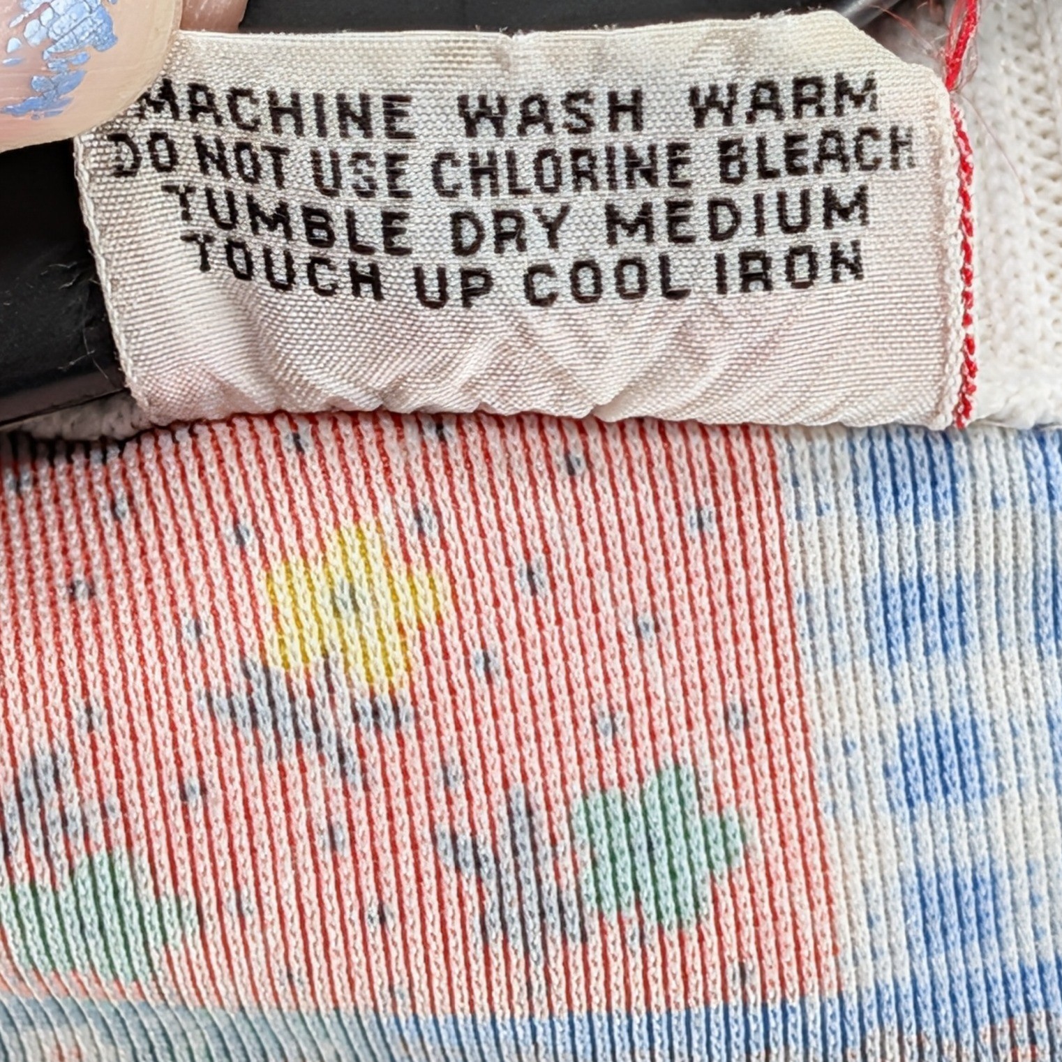 Vtg Crest Patchwork Quilt Print Collared Short Sl… - image 7