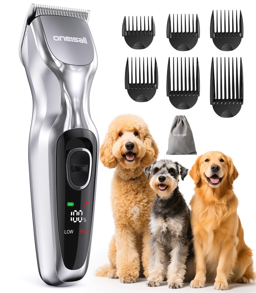 oneisall Dog Clippers for Grooming Thick Hair, Low Noise Cordless