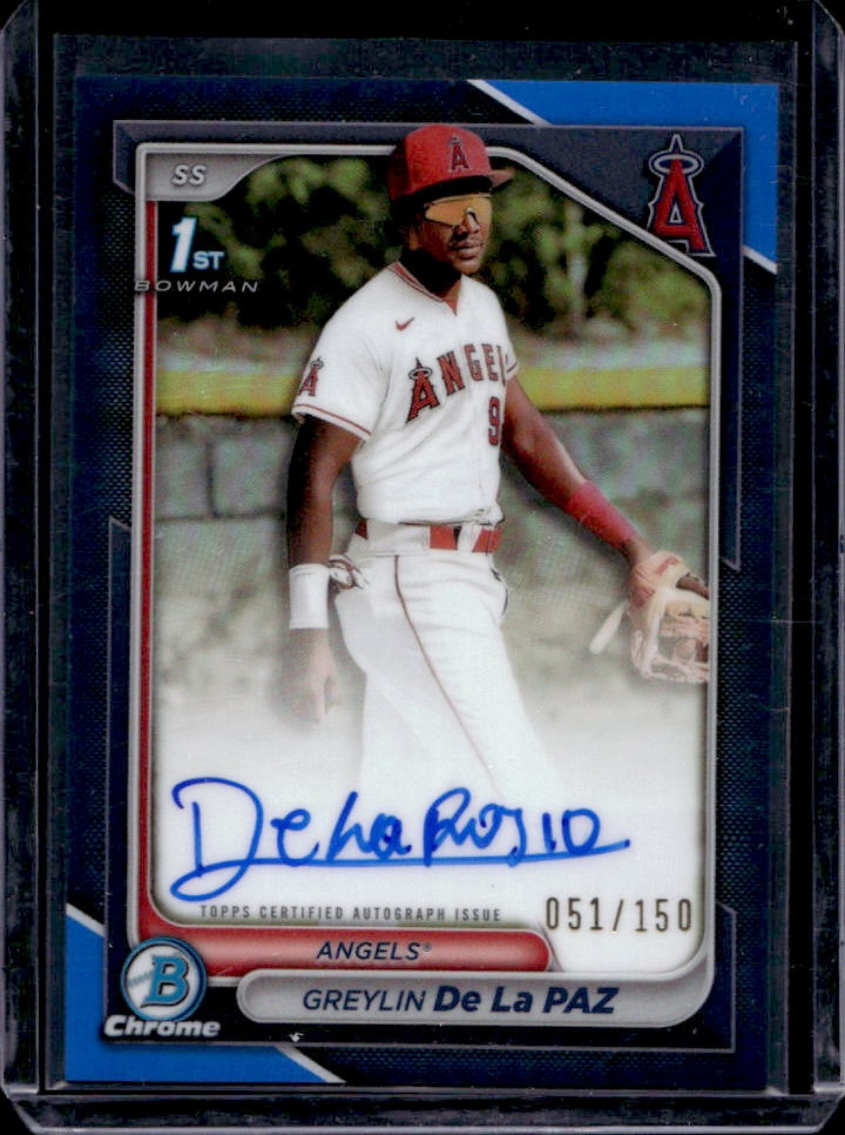 2024 Bowman Chrome Greylin De La Paz Auto Blue Refractor 1st #51/150