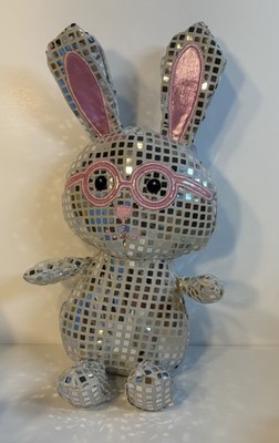 Silver Disco Bunny Easter Plush Way To Celebrate Walmart Rabbit Toy Tags EUC
