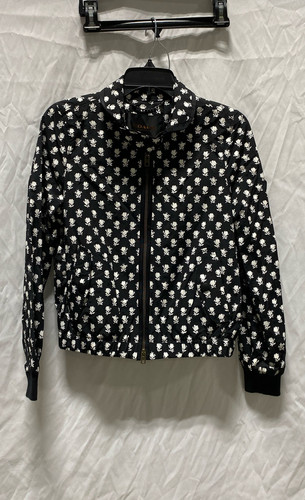 NWT Coach Womens Black Floral Long Sleeve Pockets Full Zip Blouson Jacket Size 2