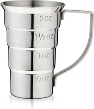 Viski Stepped Jigger With Handle, 4 Measurement Markings, Measuring Cup for...
