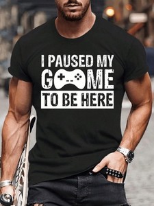 I Paused My Gioco To Be Here Gioco Gamer Uomo Cotone Leggero T-Shirt