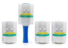 Mini Clear Industrial Stretch Wrap Film 5" x 1000ft 4 Pack with Handle 80 Gau...