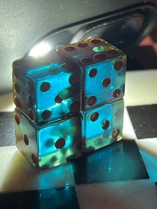 RARE old blue faturan (dark cherry style) bakelite dice lot for charms 020626fDD