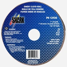 NEW SHARK 1” x 25 yd 180 Grit Emery Cloth Roll  {P/N# 12930}