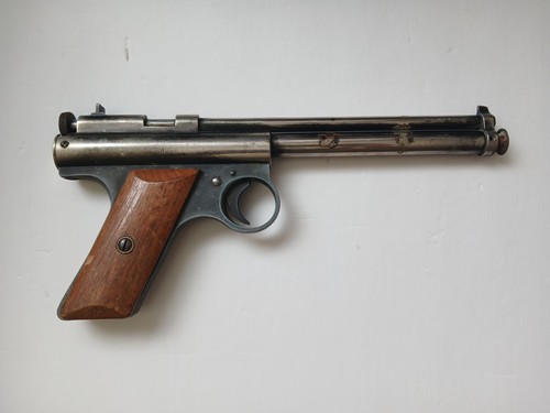 VINTAGE BENJAMIN FRANKLIN MODEL 122 .22 CAL MULTI-PUMP PNEUMATIC AIR PISTOL READ