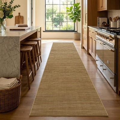 Jute 3x10 Hallway Runner Rug: Boho Washable Non Slip Carpet with Rubber Backing