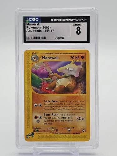 MAROWAK 2003 POKEMON E-CARD AQUAPOLIS UNCOMMON #54/147 CGC 8
