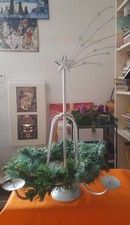 Adventskranzständer Metall mit Stern Komet+künstlicher Adventskranz Kerzenhalter
