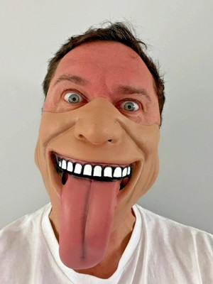 Lustige halbes Gesicht lange Zunge Maske Kuss lecken Jagger große Zähne Junggesellenabschied Masken