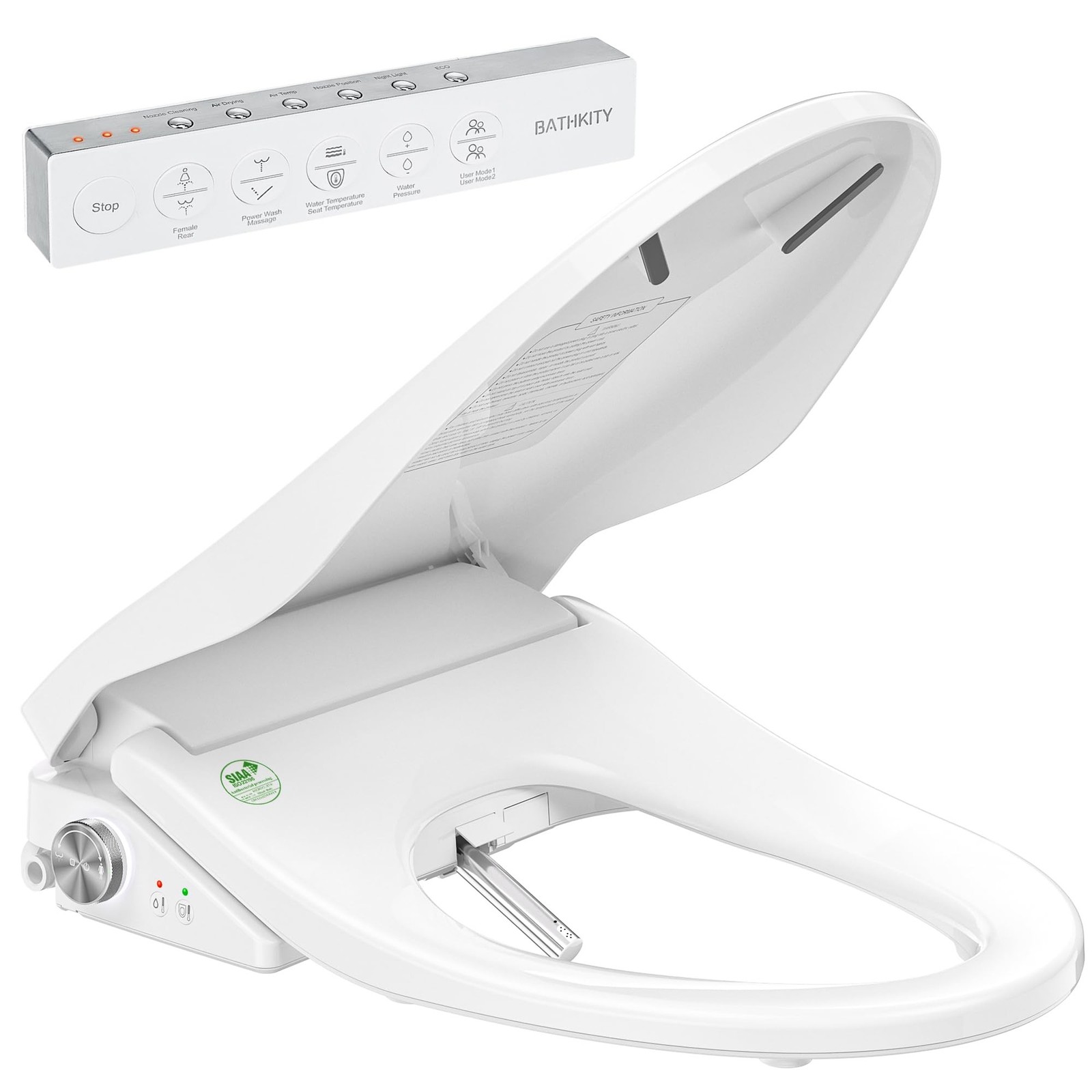 Electric Bidet Toilet Seat with Instant Warm Bidet Wash & Warm Air Dryer, Sel...