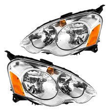 Headlights Assembly For 2002-04 Acura Rsx Halogen Chrome Housing Amber Reflector