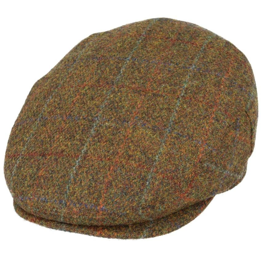 Gladwin Bond Harris Tweed Green Wool Flat Cap Men’s Classic Country Hat UK