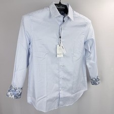 Robert Graham Button-Up Shirt Mens Small Striped Paisley FlipCuff Stretch Cotton