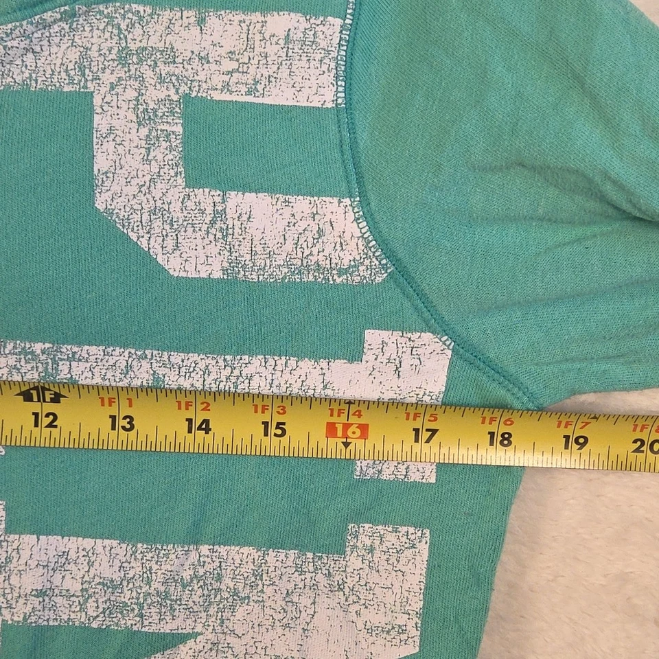 Sudadera con capucha vintage LOVE PINK Victoria's Secret verde azulado cremallera talla mediana 1986 Foto 3 de 4