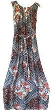 En Focus Studio M/8  Boho Floral Cottage Core Sleeveless Maxi Dress NWT