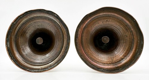 PAIR GEORGIAN BELL METAL or BRASS CANDLESTICKS 9” LATE 18TH CENTURY - Picture 10 of 10