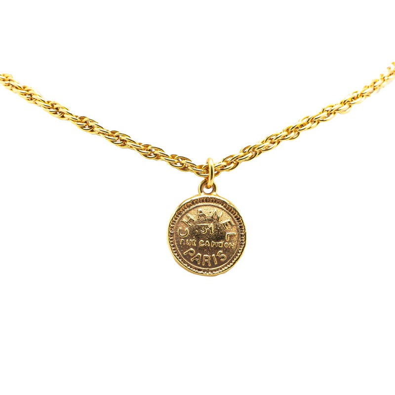 CHANEL Coco Mark 31 RUE CAMBON PARIS Necklace Gold Plated