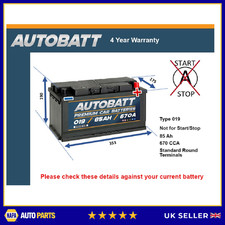Battery fits ROLLS ROYCE WRAITH PHANTOM GHOST CORNICHE SILVER SPIRIT 1989 on 019