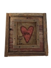 Rustic Red Heart USA Framed Wall Sculpture