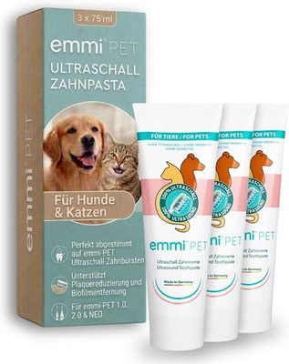 emmi-PET Ultraschall Zahnpasta für Hunde & Katzen 3x 75 ml I Für alle e